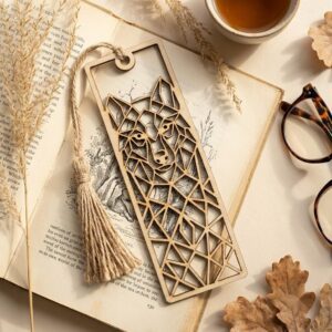 Geometric animal bookmark bundle, low poly wooden tags, 50 reading accessories