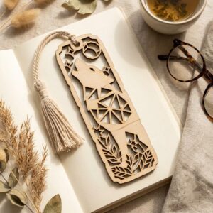 Geometric animal bookmark bundle, low poly wooden tags, 50 reading accessories
