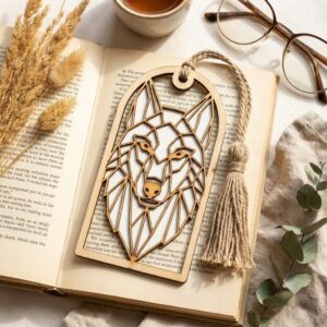 Geometric animal bookmark bundle, low poly wooden tags, 50 reading accessories