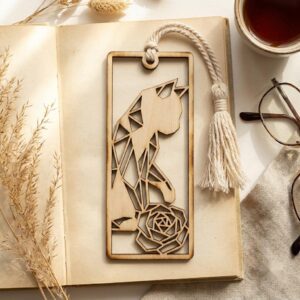 Geometric animal bookmark bundle, low poly wooden tags, 50 reading accessories