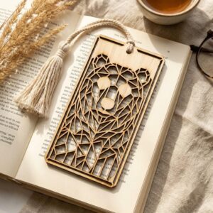 Geometric animal bookmark bundle, low poly wooden tags, 50 reading accessories