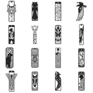 Geometric Animal Bookmark Templates, Bundle of 47 Modern Low Poly Wood Designs