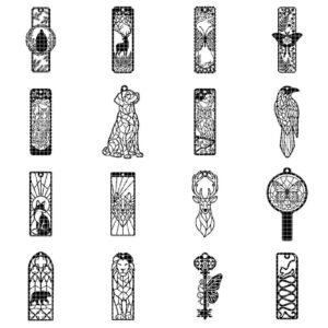 Geometric Animal Bookmark Templates, Bundle of 47 Modern Low Poly Wood Designs