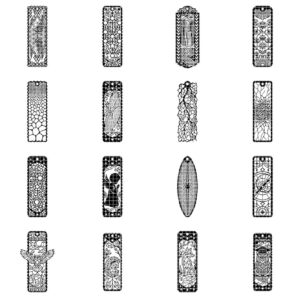 Geometric Nature Bookmark Template Bundle, Sacred Geometry Botanicals, 32 Designs