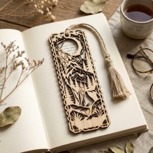 Geometric Woodland Animal Bookmark Bundle, Minimalist Engraved Page Markers