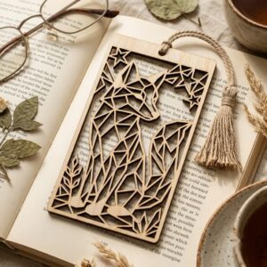Geometric Woodland Animal Bookmark Bundle, Minimalist Engraved Page Markers