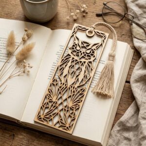 Geometric Woodland Animal Bookmark Bundle, Minimalist Engraved Page Markers