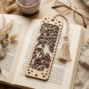 Geometric Woodland Animal Bookmark Bundle, Minimalist Engraved Page Markers