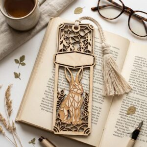 Geometric Woodland Animal Bookmark Bundle, Minimalist Engraved Page Markers