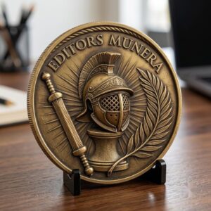Gladiator Helmet Challenge Coin, 3D Depth Map, Laser Engraving File