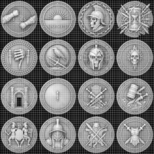 Gladiator Helmet Challenge Coin, 3D Depth Map, Laser Engraving File