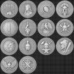 Gladiator Helmet Challenge Coin, 3D Depth Map, Laser Engraving File