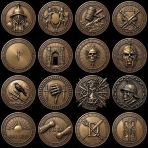 Gladiator Helmet Challenge Coin, 3D Depth Map, Laser Engraving File