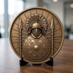 Gladiator Helmet Challenge Coin, 3D Depth Map, Laser Engraving File