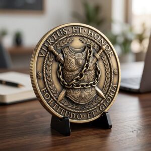 Gladiator Helmet Challenge Coin, 3D Depth Map, Laser Engraving File
