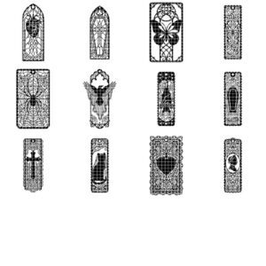 Gothic Bookmark Bundle, Victorian Cathedral Window, Dark Academia Ironwork Gate