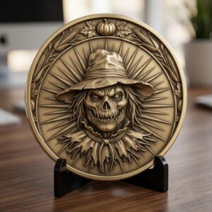 Gothic Skull and Raven Memento Mori Coin, Laser Engraving Depth Map PNG Bundle
