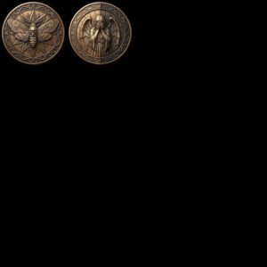 Gothic Skull and Raven Memento Mori Coin, Laser Engraving Depth Map PNG Bundle