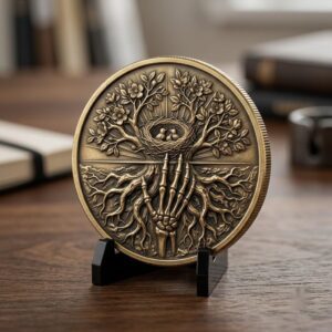 Gothic Skull Rose Coin Relief, 3D Depth Map, Laser Engraving PNG Bundle