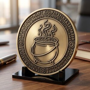 Halloween Laser Engraving Depth Map, Spooky Haunted Architecture Coin Relief