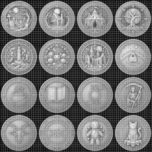 Halloween Laser Engraving Depth Map, Spooky Haunted Architecture Coin Relief