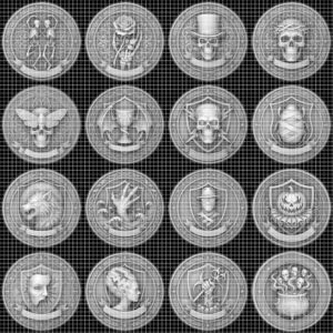 Halloween Laser Engraving Depth Map, Spooky Haunted Architecture Coin Relief