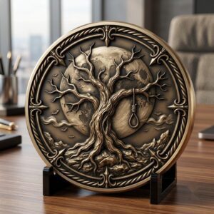 Halloween Laser Engraving Depth Map, Spooky Haunted Architecture Coin Relief