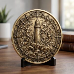 Halloween Laser Engraving Depth Map, Spooky Haunted Architecture Coin Relief