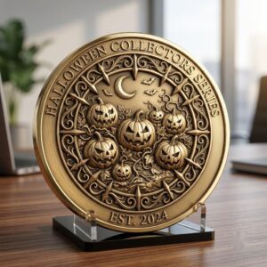 Halloween Laser Engraving Depth Map, Spooky Haunted Architecture Coin Relief