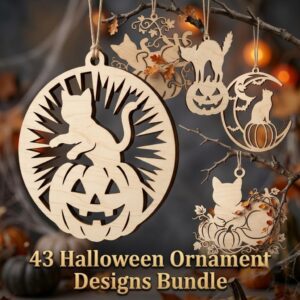 Halloween Laser File, Pumpkin Ornament Bundle, Black Cat Autumn Decor