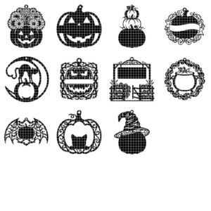 Halloween Laser File, Pumpkin Ornament Bundle, Black Cat Autumn Decor