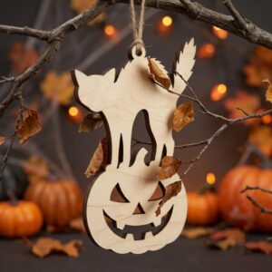 Halloween Laser File, Pumpkin Ornament Bundle, Black Cat Autumn Decor