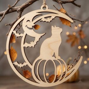 Halloween Laser File, Pumpkin Ornament Bundle, Black Cat Autumn Decor