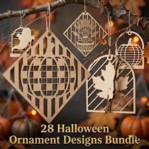Halloween Laser File, Rustic Shiplap Ornaments Bundle, Pumpkin Ghost Decor