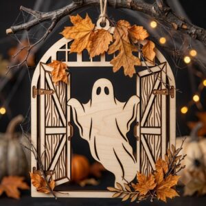 Halloween Laser File, Rustic Shiplap Ornaments Bundle, Pumpkin Ghost Decor