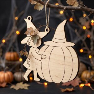 Halloween Laser File, Witch Pumpkin Ornament Bundle, Mystical Decor