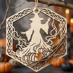 Halloween Laser File, Witch Pumpkin Ornament Bundle, Mystical Decor
