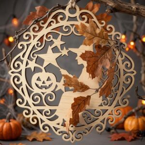 Halloween Laser File, Witch Pumpkin Ornament Bundle, Mystical Decor