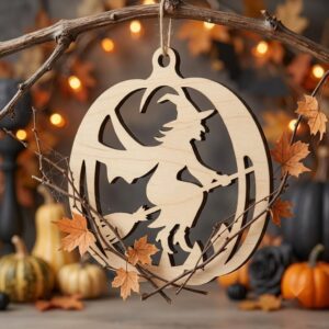Halloween Laser File, Witch Pumpkin Ornament Bundle, Mystical Decor
