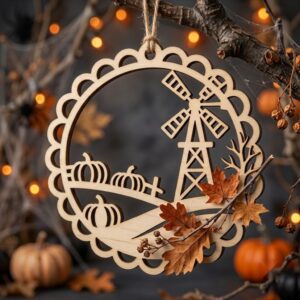 Halloween Laser File, Witch Pumpkin Ornament Bundle, Mystical Decor