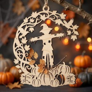 Halloween Laser File, Witch Pumpkin Ornament Bundle, Mystical Decor