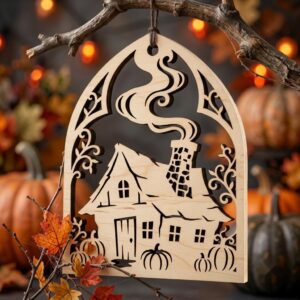 Halloween Laser File, Witch Pumpkin Ornament Bundle, Mystical Decor