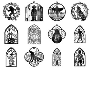 Halloween Laser Ornament Bundle, Gothic Victorian Frames, Scary Cameo Portrait