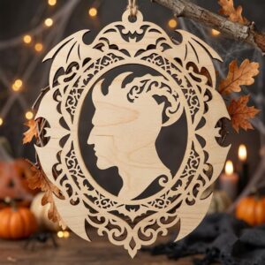 Halloween Laser Ornament Bundle, Gothic Victorian Frames, Scary Cameo Portrait
