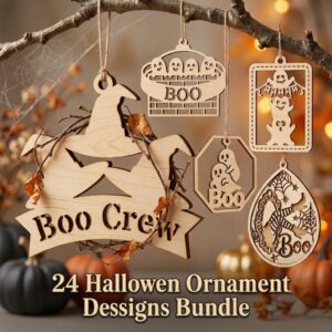 Halloween Sassy Witch Ornament Bundle, 24 Funny Laser Files