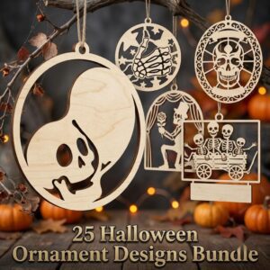 Halloween Skeleton Ornament Bundle, Dancing Bones Family Decor, Kids Craft
