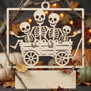 Halloween Skeleton Ornament Bundle, Dancing Bones Family Decor, Kids Craft