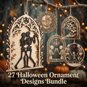 Halloween Skull Ornament Bundle, Gothic Floral Bone Multi Layer Decor
