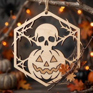 Halloween Skull Ornament Bundle, Gothic Floral Bone Multi Layer Decor