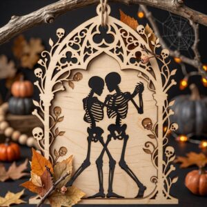 Halloween Skull Ornament Bundle, Gothic Floral Bone Multi Layer Decor